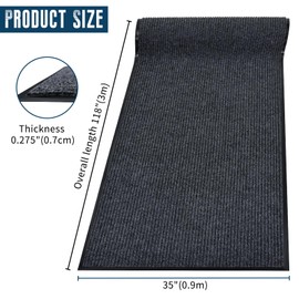 Rubber Door Mat About W3' ×L10' Heavy Duty Large Outdoor Indoor Mat Durable Entrance Doormat Waterproof Rubber Back Rugs for Home Entryway Patio Porch Office Business Areas (Grey)