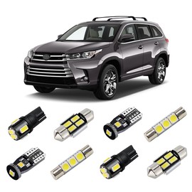 BRISHINE White Interior LED Lights Kit for Toyota Highlander 2014 2015 2016 2017 2018 2019 2020 Super Bright 6000K LED Interior Light Bulbs Package + License Plate Lights and Install Tool
