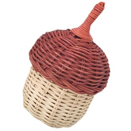 Healeved Handwoven Rattan Pine Cone Shape Crossbody Bag Photography Prop Stylish Woven Basket Design for Daily Use Rattan Shoulder Bag for Boys