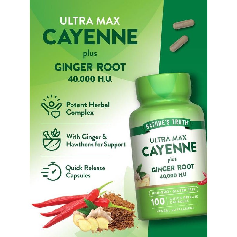 Cayenne Pepper 40,000 HU with Ginger Root