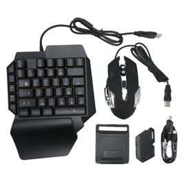 One - Handed RGB Gaming Keyboard and Mouse Combo, USB Wired LED Backlit Keyboard with Mouse and Converter, 35 Keys Mini Gaming Keypad Set for Android, for iOS 13.4 Or Less