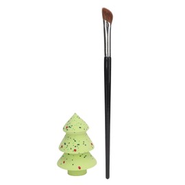 Juego de 2 Brochas de Nariz en ángulo, Esponja de Maquillaje con Forma de árbol de Navidad de Lentejuelas Verdes, Esponja de Mezcla de Belleza de Alta Elasticidad, Juego de Brochas de Sombra de Nariz