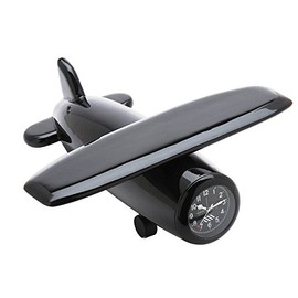 SANIS Hi Wing Wooden Plane Desk Clock (Black)