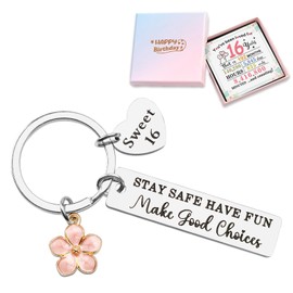 Sweet 16 Gifts for Girls, 16th Birthday Gifts for Girls Sister Daughter, Happy Birthday Keychain for 16 Year Old Classmate Friends Sweet Sixteen Party Decorations