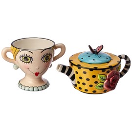 Appletree Design Lady Lux Tea for One Set, Teapot Rests on Top of Tea Cup, 8-Inch