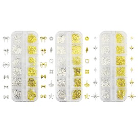 3 Boxes Of 3D Nail Art Accessories, Metal Bow Nail Art Accessories, Mini Nail Art Patches, Glitter Nail Accessories, Nail Art Decorations, Diy Nail Art Accessories