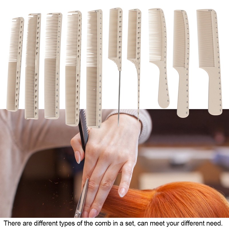 10Pcs Professional Hairdressing Comb Barber Hair Styling Cutting Comb with