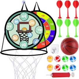 Velcro Ball Dartboard, Double-Sided Throwing Game, Dartboard for Children with Basketball Stand, Indoor and Outdoor Throwing Game, Party Games for Children, Children's Gifts Toy for Ages 3 and Up