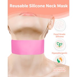 Beautistin Beautistin Reusable Silicone Neck Wrinkle Patch - Silicone Mask Adjustable, for Use with Neck Cream, No Adhesive, Anti Wrinkle Patches for Firming and Tightening, Jade Gua Sha Tool and Tin Case, Pink