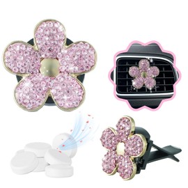Car Decoration Lucky Flower Air Vent Clip Cute Car Air Freshener Car Interior Decor Charm Colorful Interior Accessories for Girls Women Large Size Diamond Design (pink Diamond, 2 Scent)