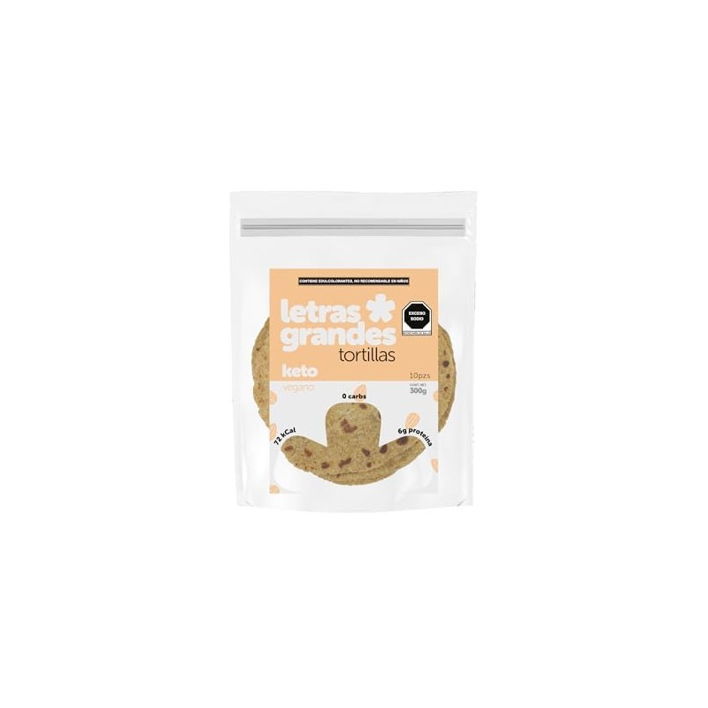 Letras Grandes Tortillas K Veganas de Harina de Almendras,Bajo en