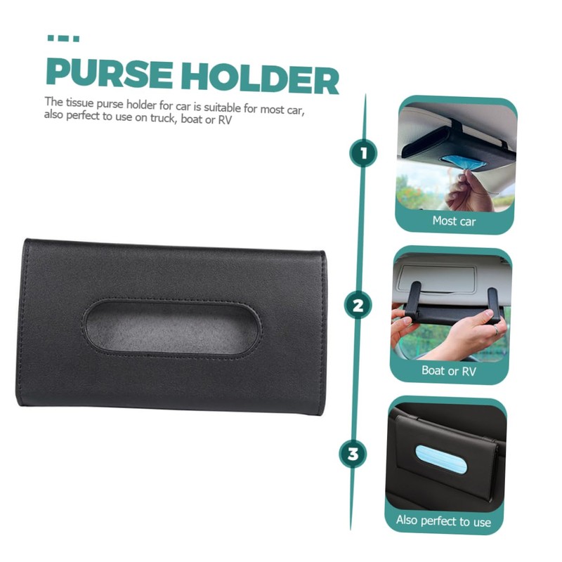 FUNOMOCYA 2pcs PU Leather Car Visor Tissue Holder Stylish Sun