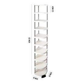 Vertical Free Standing Shoe Rack for Front Door Entrance Shoe Organizer Cabinet for Closet Entryway Tall Narrow Shoe Shelf Storage for Small Space (10 Tier-White)