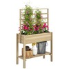 Outsunny Wooden Raised Garden Bed with Trellis, Elevated Planter Box