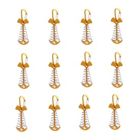 GYWHOOFT 12 Pcs Deck Anchor Pegs Tent Stakes, Golden Deck Anchor Pegs with Carabiners, Windproof Aluminum Deck Tie Down Spring Tent Stakes, Camping Outdoor Fishbone Tent Anchors, Tent Rope Tensioner