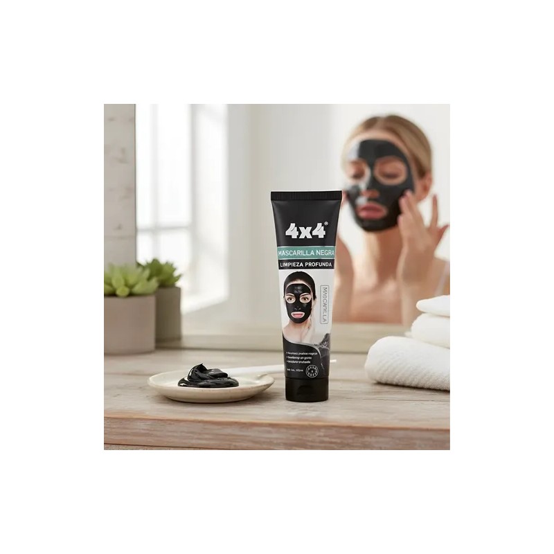 Mascarilla Negra Facial 4x4 Con Carbon Activado 120ml