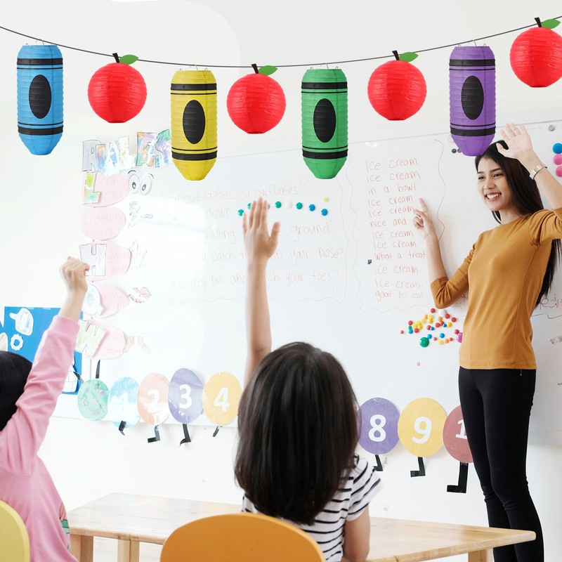 Baquler 12 Pcs Crayon Apple Lanterns, Pencil Back to School
