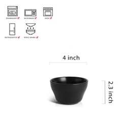 Selamica Ceramic Small Bowls Dessert Bowls 8oz Bouillon Cups for Dessert Soup Dipping Sauce Coffee Cupping Microwave and Dishwasher Safe - Set of 6(Black)