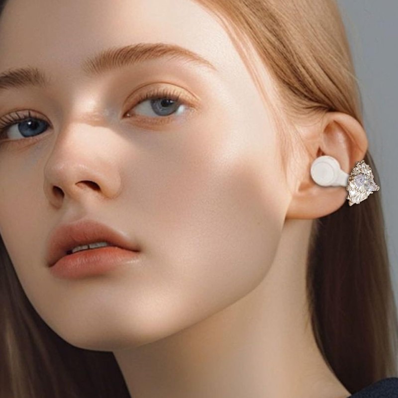 Clip On Earbuds Jewelry | Clip On Earphone Bow-Shaped Rhinestone