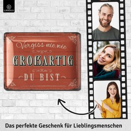 LANOLU Retro Tin Sign with Sayings Funny – Forget Never Like Great to Be – Vintage Metal Sign as a Gift Girlfriends Farmhouse Decoration – Shabby Chic Decorative Metal Domed 15 x 20 cm