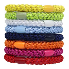 8PCS Elastic Hair Tie for Women Girls, Cotton Bands Soft Woven Ponytail Holders for Thick Hair and Curly Hair, Mixed Colors