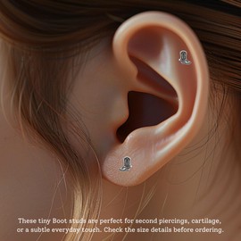 Cowboy Boots 925 Sterling Silver Boots Stud Earrings, Dainty Piercing Jewelry