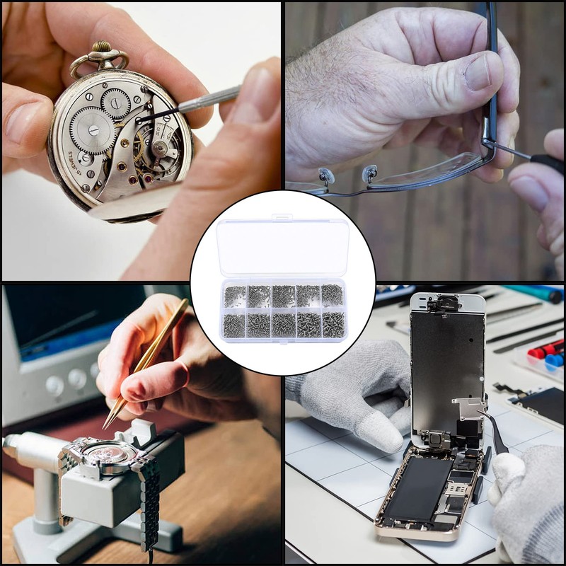 1200 Pcs Mini Screw kit, M1/M1.2/M1.4/M1.7 Micro Phillips Head Pan