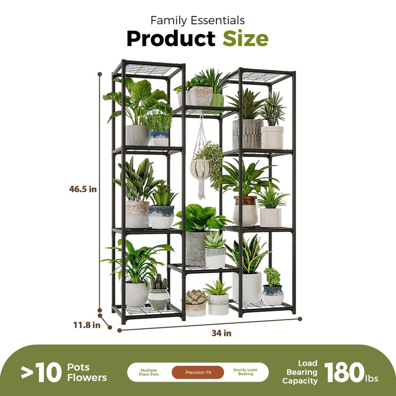 Bamworld Plant Stand Outdoor Metal Plant Shelf for Multiple Plants