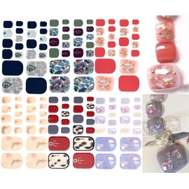 NAILDOKI Nail Stickers 6 Sheets x 22 Pieces Full Wraps Nail Polish Strips, Self-Adhesive Gel Nail Art Decals for Women Girls