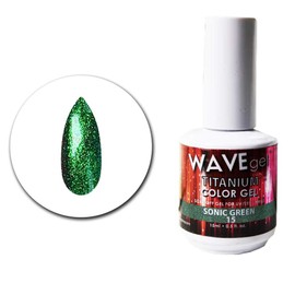 Wave Gel - Soak Off Gel Polish - 0.5 fl Oz. | 15 mL - Titanium Collection (15 - Sonic Green)
