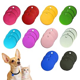 URROMA Pack of 30 Round Blank Pet ID Tags, Mixed Colour Dog ID Tags Double Side Pet Name Phone Number ID Tags Key Rings for Dogs and Puppy, 0.98 x 0.98 Inches