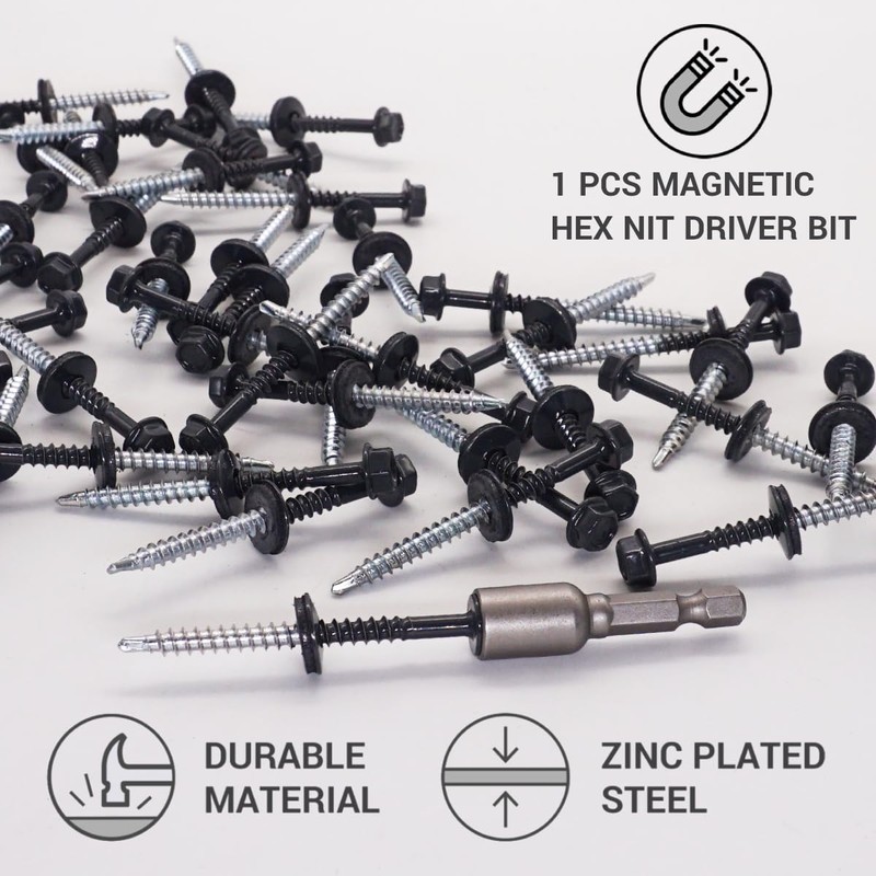 SKIR'CO (50 pcs) Painted Roofing Screws 4.8 x 60 mm,