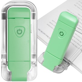 EGWASER Portable USB Rechargeable LED Clip on Book Light for Reading in Bed, 3 Brightness Adjustable Dimmable Bookmark Light for Eye-Protection, Reading Lamp (Green)