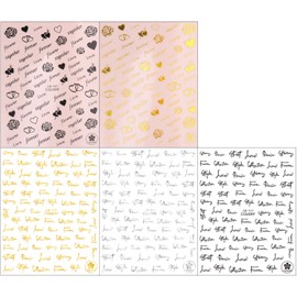 LANODO 5 Pcs Nail Stickers Alphabet 3D Rose Books English Alphabet Beautiful Nail Stickers DIY Love (1065)