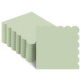 NatNarr 120 Pcs Sage Green Cocktail Napkins, Scalloped Sage Green Napkins Disposable Dessert Napkins Beverage Napkins Sage Dinner Napkins for Wedding Baby Shower Birthday, 5 x 5 Inch