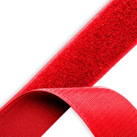 Hook and Loop Tape Red 1.5 inch x 1 Yard Sew On Non-Adhesive Sewing Strips Fastener Tape Excellent Grip Heavy Duty Interlocking Fabric Roll for Home Office School Car and Crafting DIY Projects