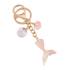 AMOR SPES Mermaid Fishtail Key Chain Shell Key Ring Ocean Beach Keychains Hook Birthday Gifts for Women Men (Pink2)