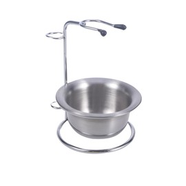 Beavorty Shaving Stand with Bowl for Men Razor Holder Brush Stand Fit for Razor Models Organize Your Shaving Gear Elegant Silver Design