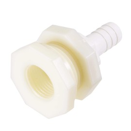 sourcing map Bulkhead Fitting Adapter 12mm Barbed x G1/2 Female ABS White for Aquariums, Water Tanks, Tubs, Pools