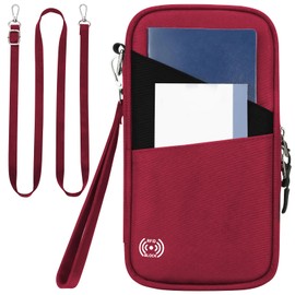 Passport Bag Travel Documents Organiser with RFID Blocker Travel Document Bag, Waterproof Passport Bag, Travel Documents ID Credit Card Organiser Documents, red, Modern