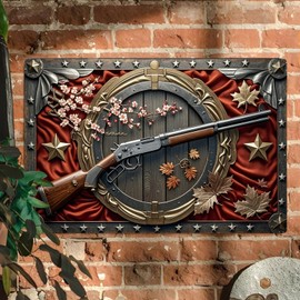 Seeyoo - Letrero de estaño clásico para decoración de pared, plano 2D con efecto visual 3D, decoraciones para el hogar y la cocina, metal retro, 8 x 12 pulgadas, estilo pistola 2
