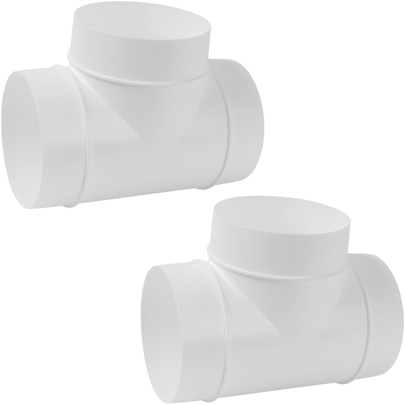 4" Inch Pack of 2 Plastic White 3 Way T