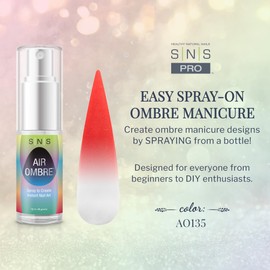SNS Healthy Natural Nails SNS Air Ombre Nail Spray Powder (Red Orange, AO135) - Nail Art Manicure Designs Using Spray-On Tech - For Beginner Nail Techs & DIY Enthusiasts - Works With Dip Powder, UV Gel & Acrylic