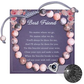 AWARDSEN Crystal Bracelet Birthday Gifts for Women Adjustable Stretch Pink Zebra Bracelet Healing Crystal Bracelet Crystal Gifts for Best Friend Womans Valentines Gifts for Her