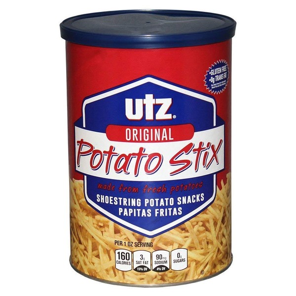 Utz Potato Stix, Original – 15 Oz. Canister – Shoestring Potato Sticks Made from Fresh Potatoes, Crispy, Crunchy Snacks in Resealable Container, Cholesterol Free, Trans-Fat Free, Gluten-Free Snacks