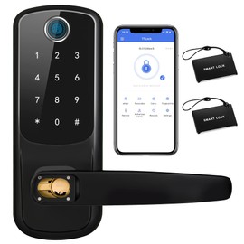 LORVIBO Smart Keyless Entry Door Lock, Fingerprint & Password, Black, 8,000 Unlocks