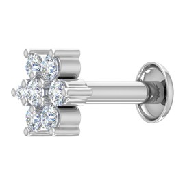 1/10 Carat 7-Stone Floral Diamond Nose Pin in 18K White Gold