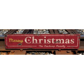 Red Merry Christmas Wooden Sign - 5.5 x 24 Inches