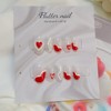 Red heart chunk handmade nail tip ❤ - Short Square