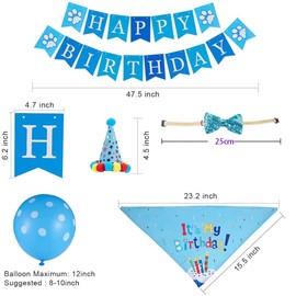 Dog Birthday Bandana Hat Banner Set, Dog Birthday Decoration, Dog Hat Dog Bandana Scarf Shiny Dog Bow Tie Collar for Boys and Girls, Party Accessories (Pink)